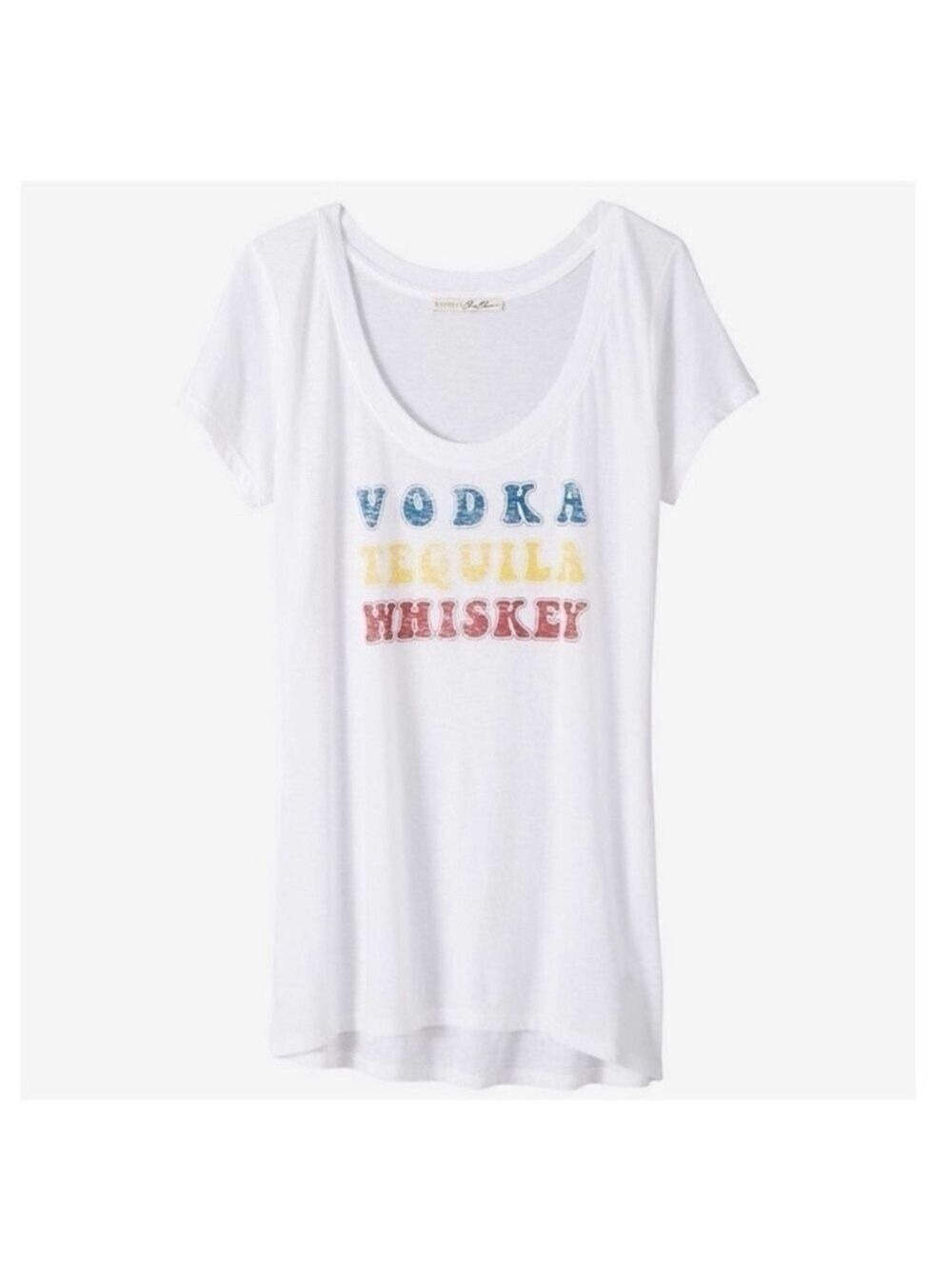 Express White Vodka Tequila Whiskey Graphic T-Shirt XS